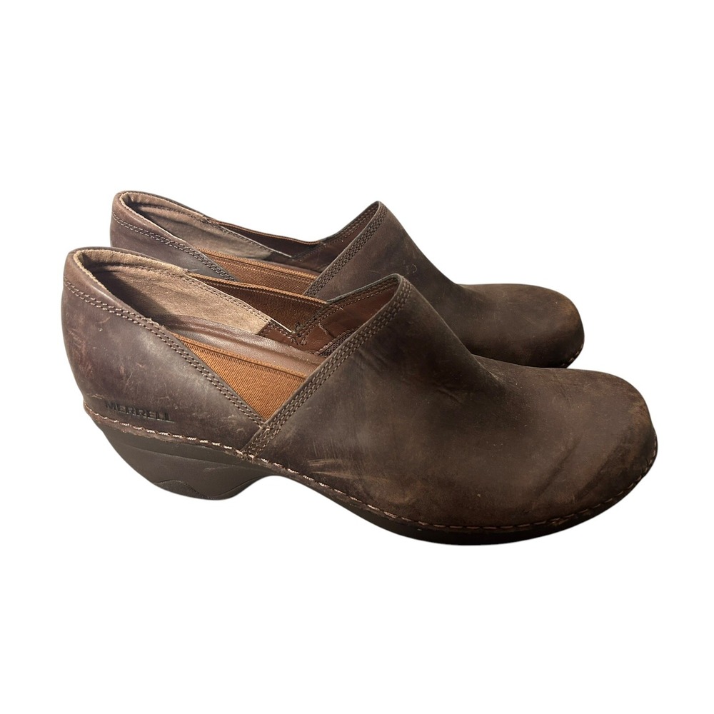 Merrell Emma Leather Brunette Shoes Womens 9.5 Clogs Comfort Brown J45650